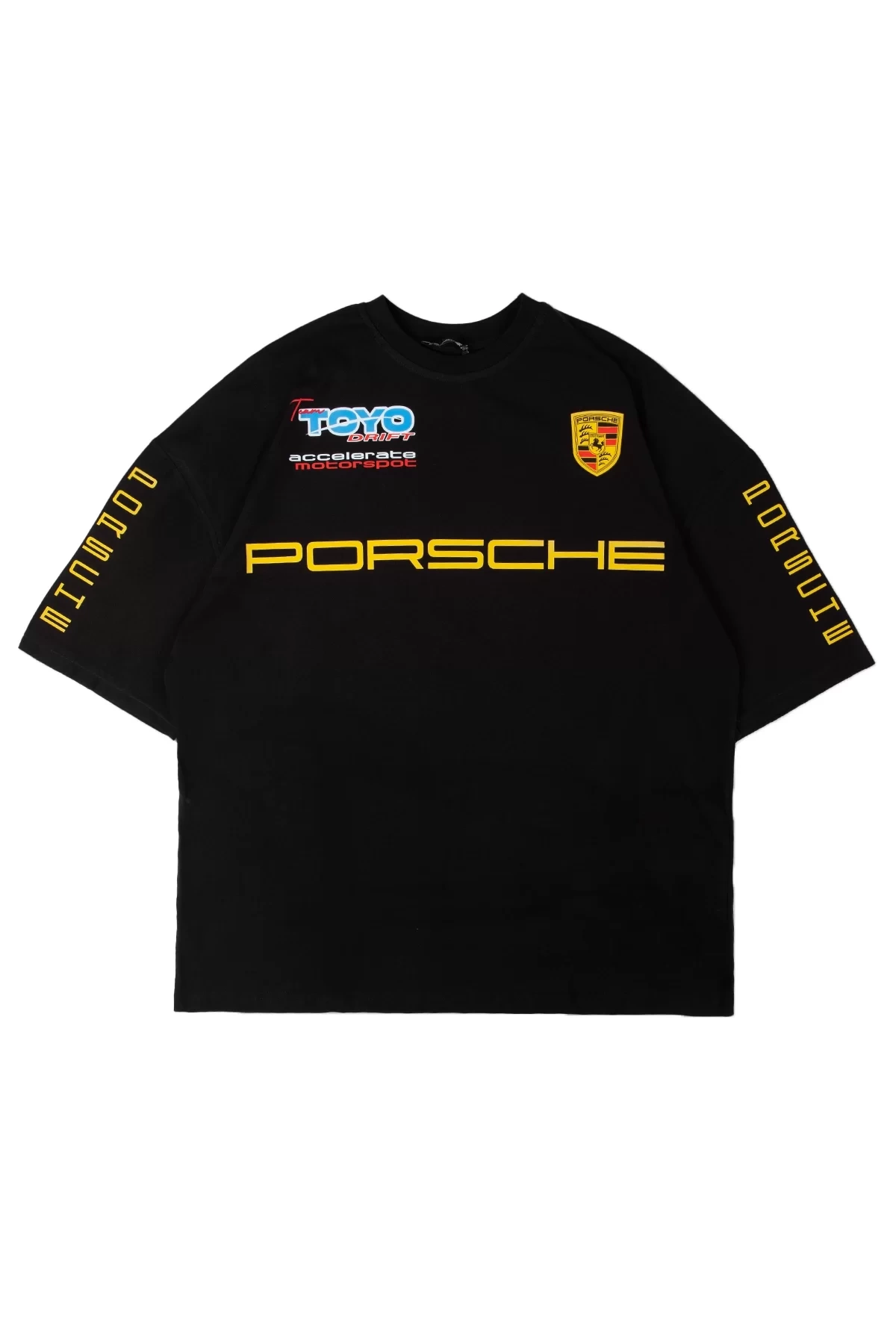 Racing Motorsport Car Baskılı Oversize Unisex Siyah Tshirt