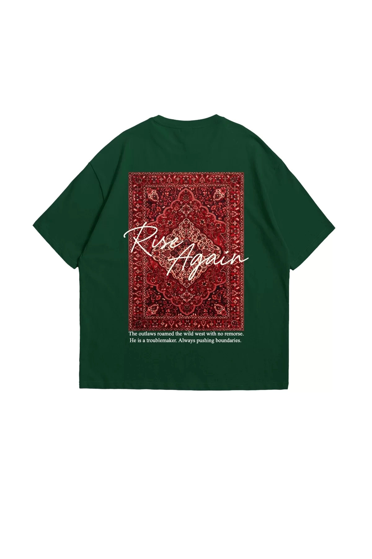 Rise Again Baskılı Premium Oversize Unisex Yeşil Tshirt