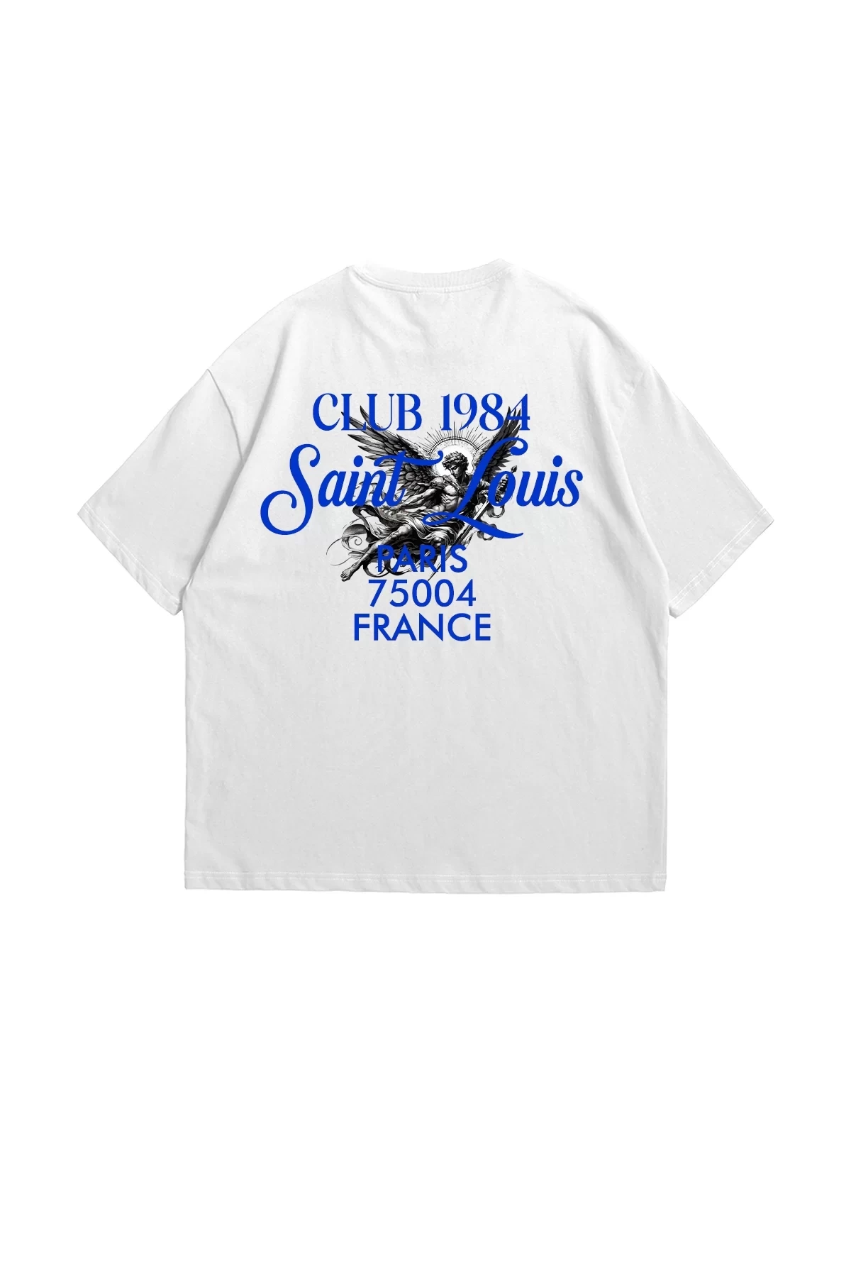 Saint Louis Baskılı Premium Oversize Unisex Beyaz Tshirt