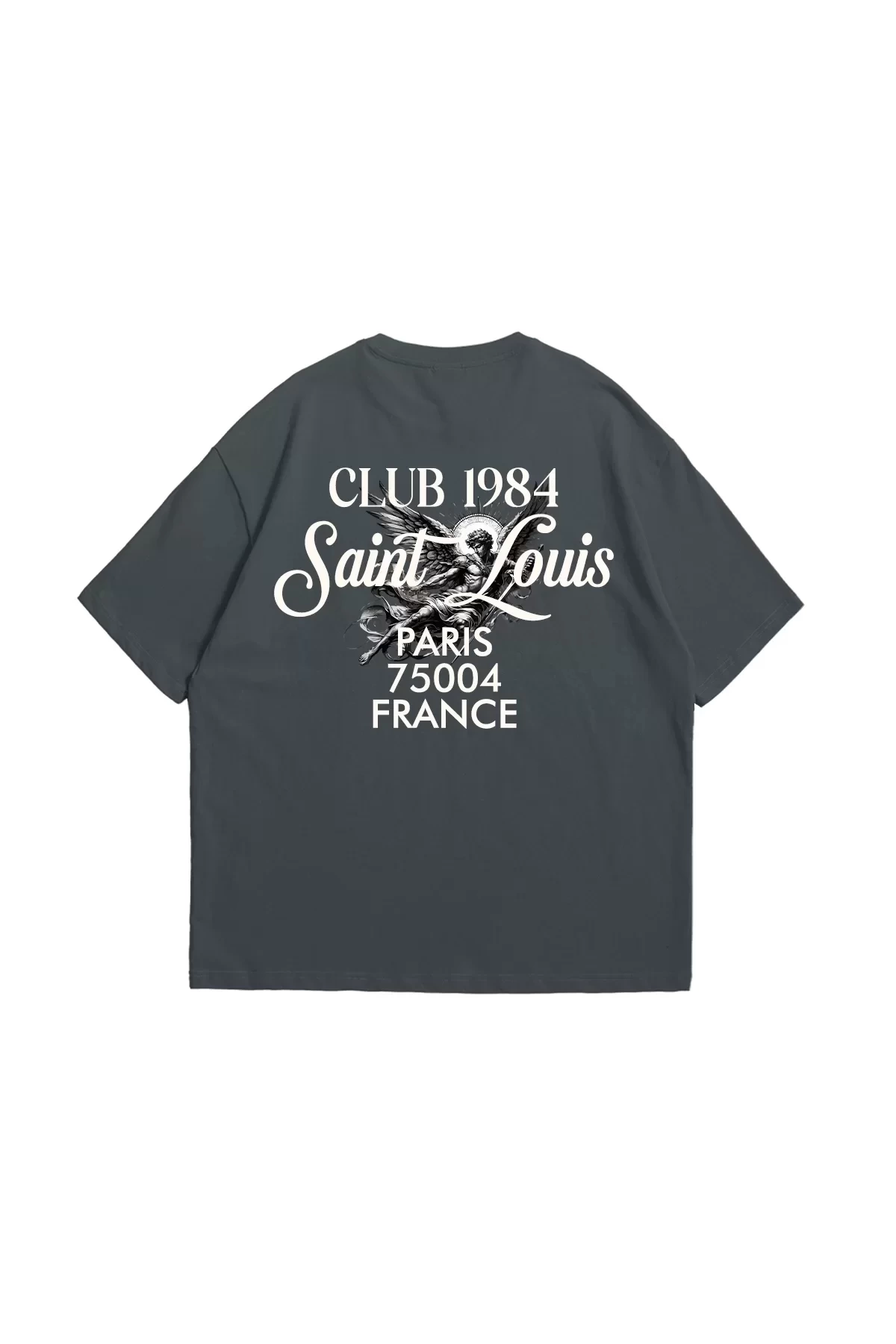 Saint Louis Baskılı Premium Oversize Unisex Füme Tshirt