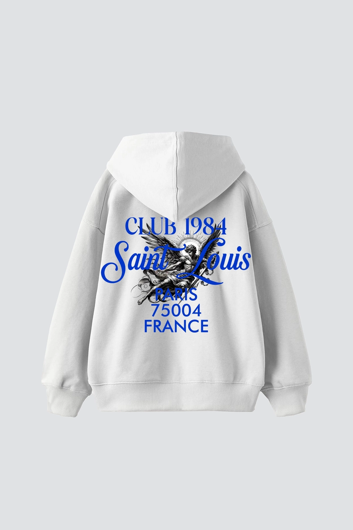 Saint Louis Oversize Unisex Premium Beyaz Hoodie