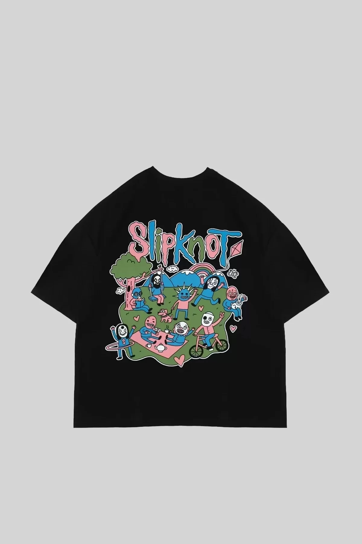 Slipknot Sırt Baskılı Siyah Unisex Oversize Tshirt