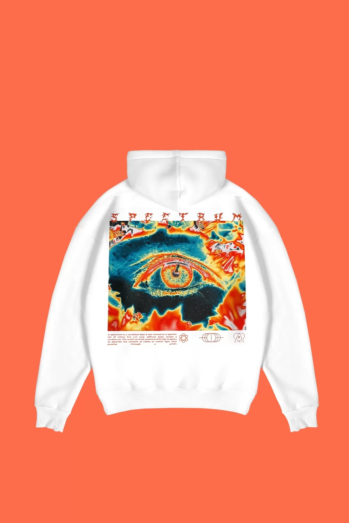 Spectrum Sırt Baskılı Oversize Unisex Beyaz Hoodie