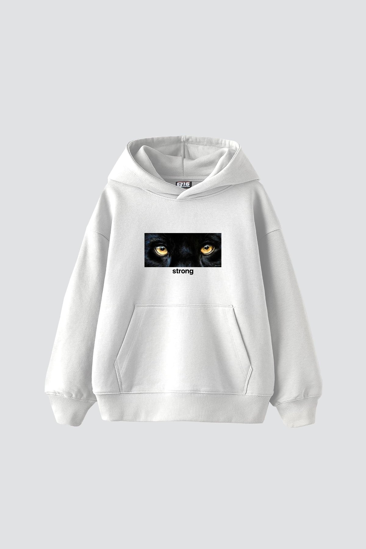 Strong Baskılı Baskılı Baskılı Oversize Unisex Premium Beyaz Hoodie