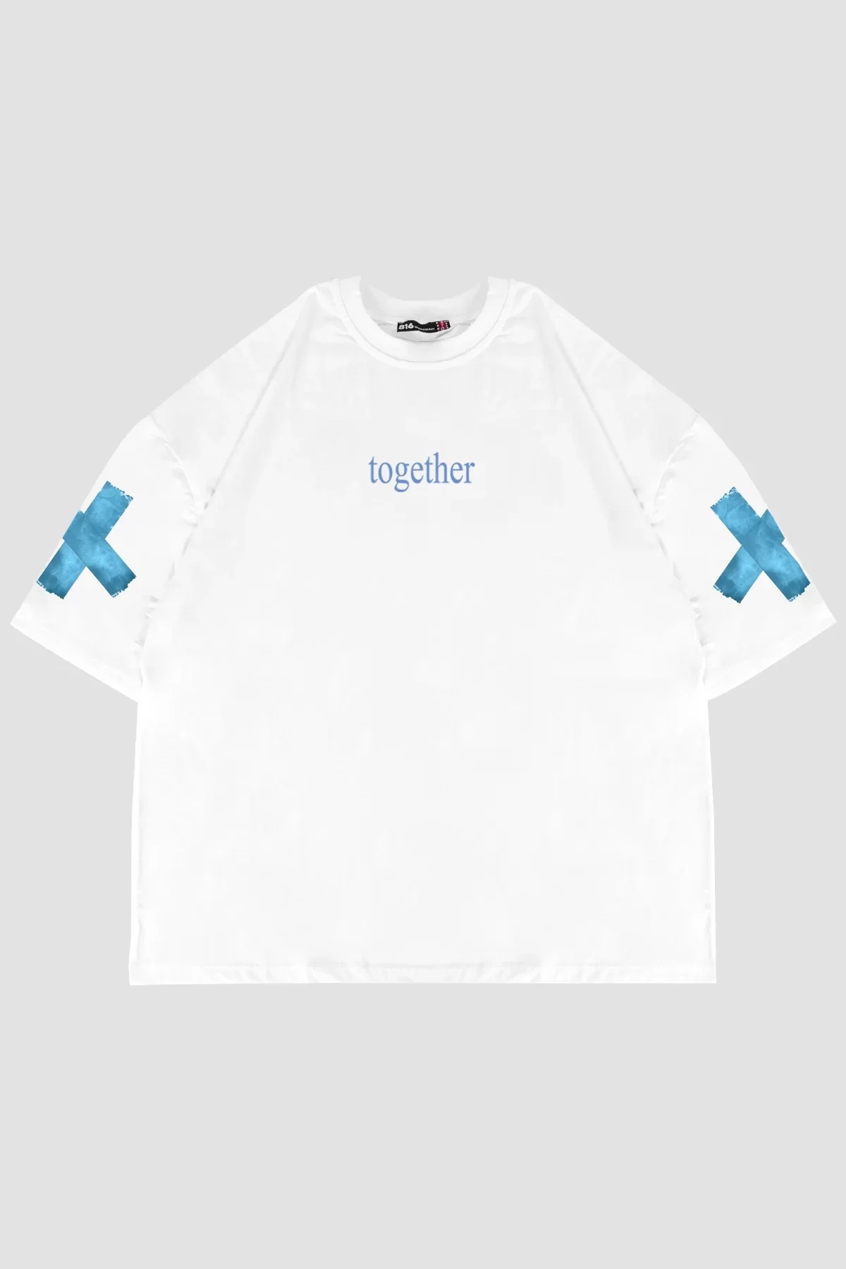 Together Sırt Baskılı Oversize Unisex Beyaz Tshirt