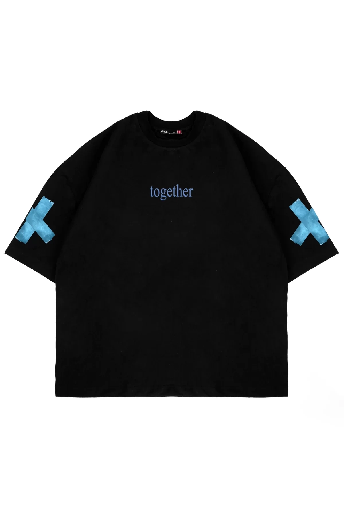 Together Sırt Baskılı Oversize Unisex Siyah Tshirt