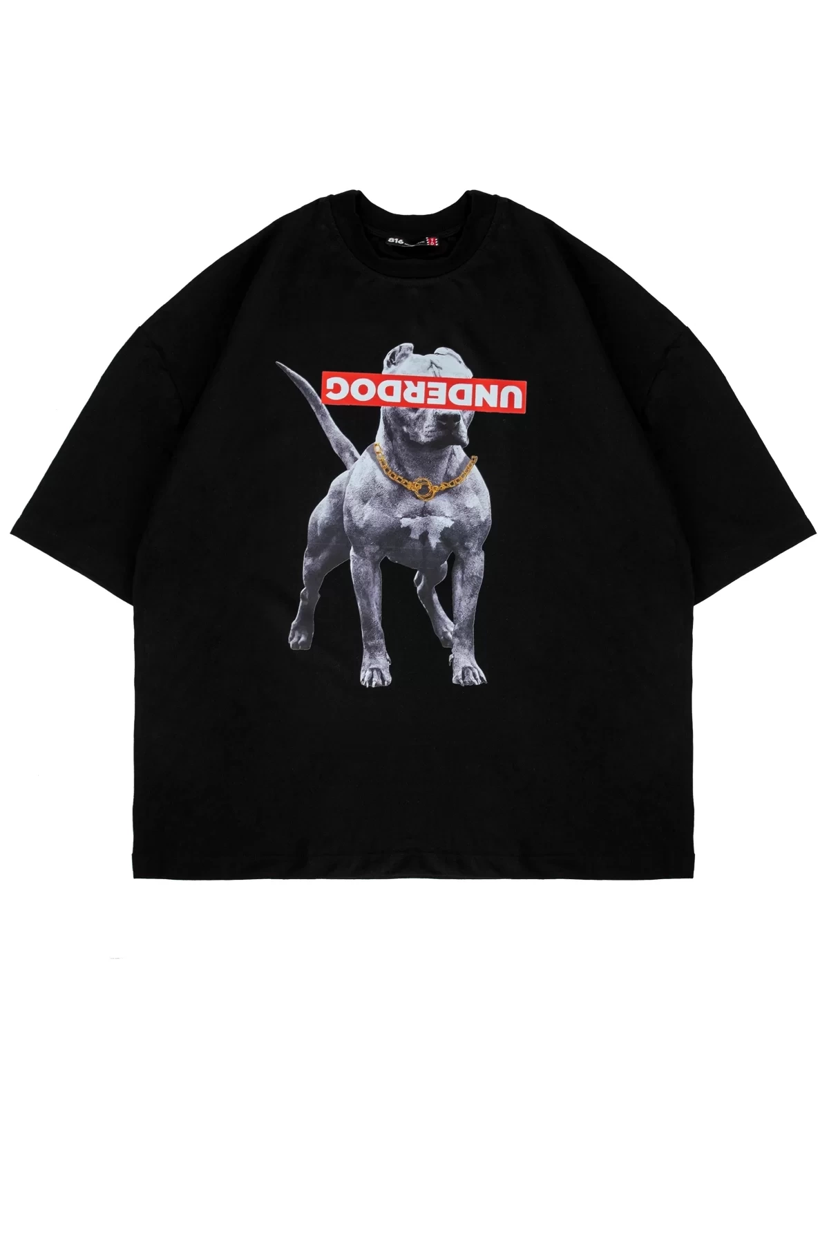 Underdog Baskılı Oversize Unisex Siyah Tshirt