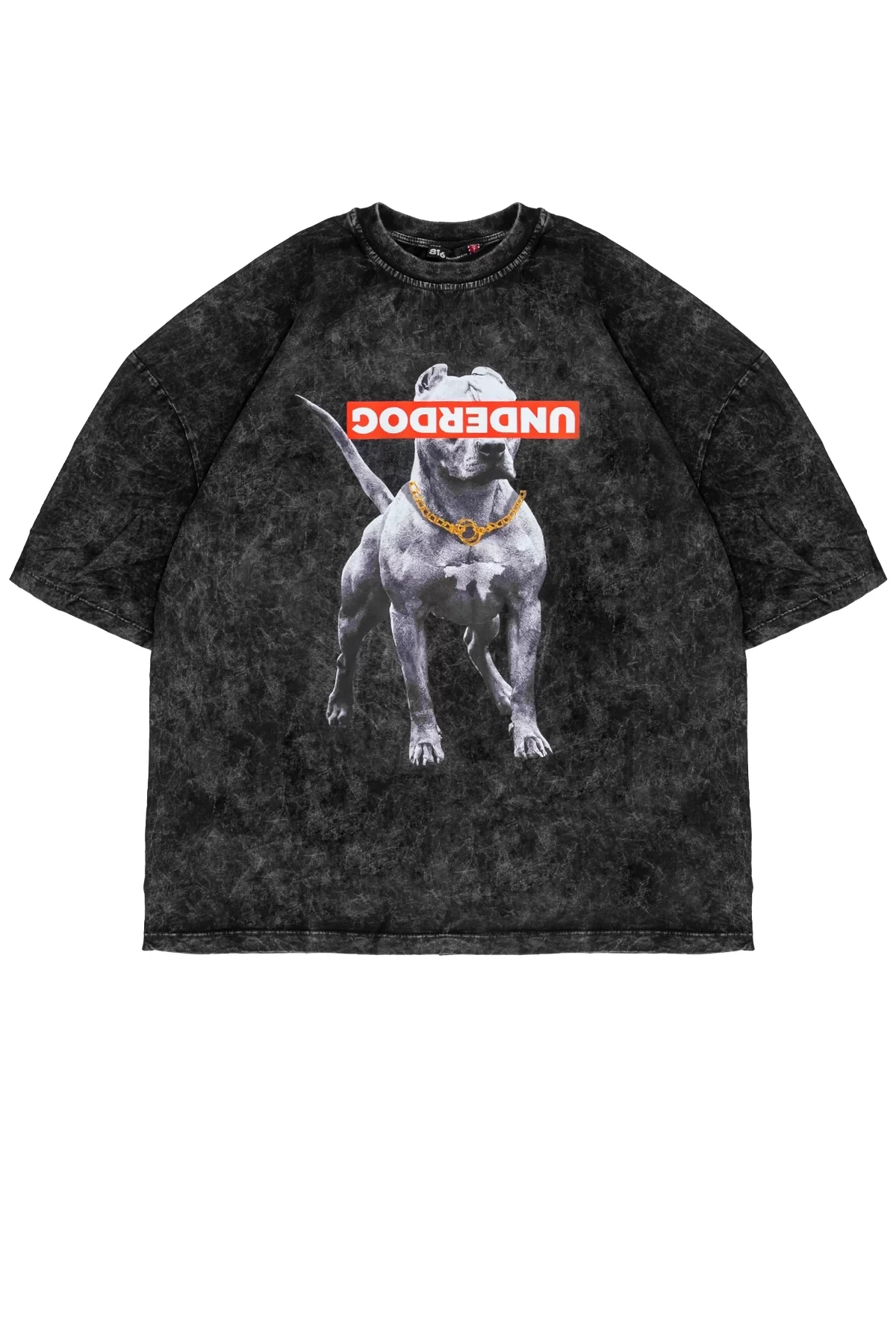 Underdog Baskılı Oversize Unisex Yıkamalı Füme Tshirt