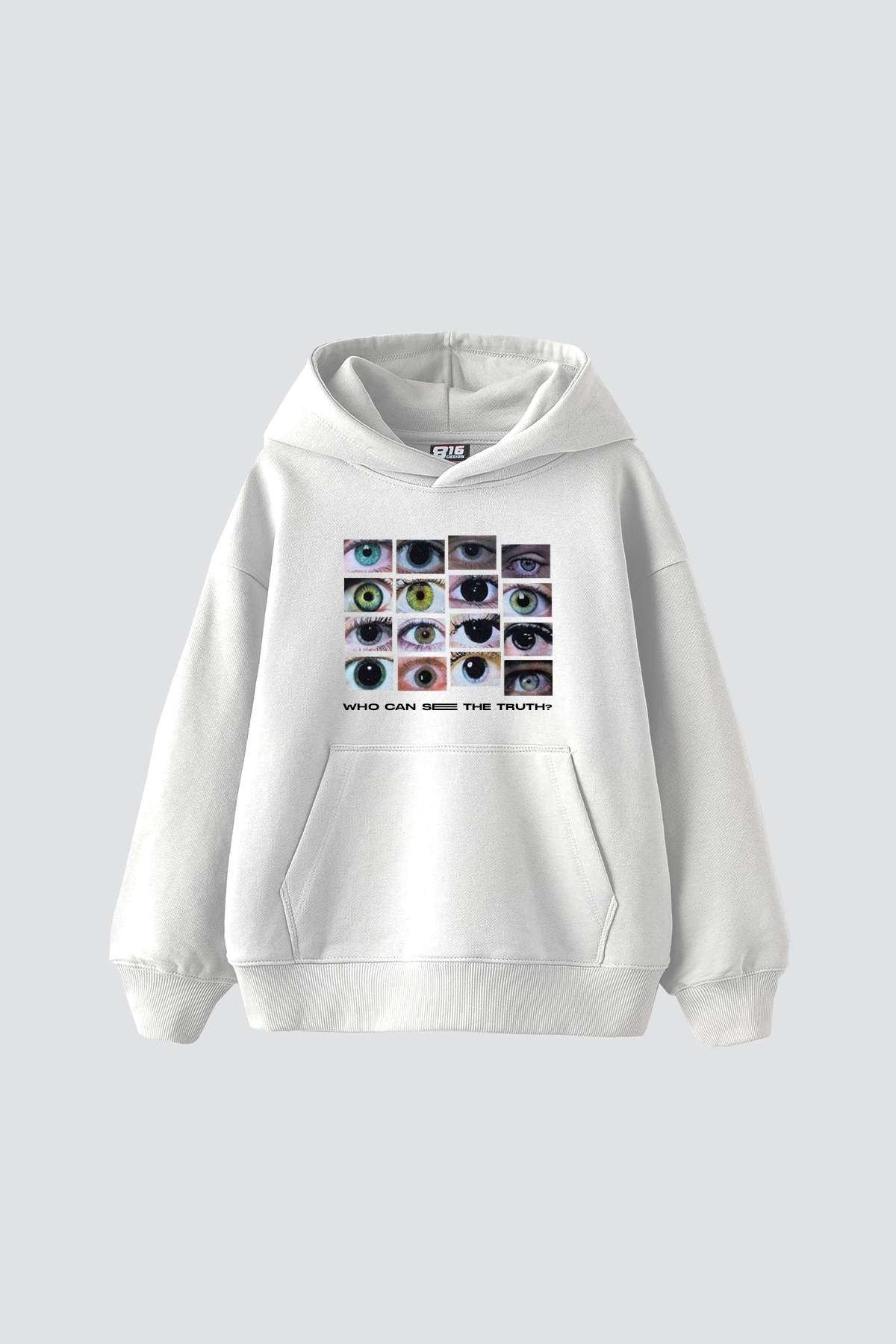 Who Can See Baskılı Baskılı Baskılı Oversize Unisex Premium Beyaz Hoodie