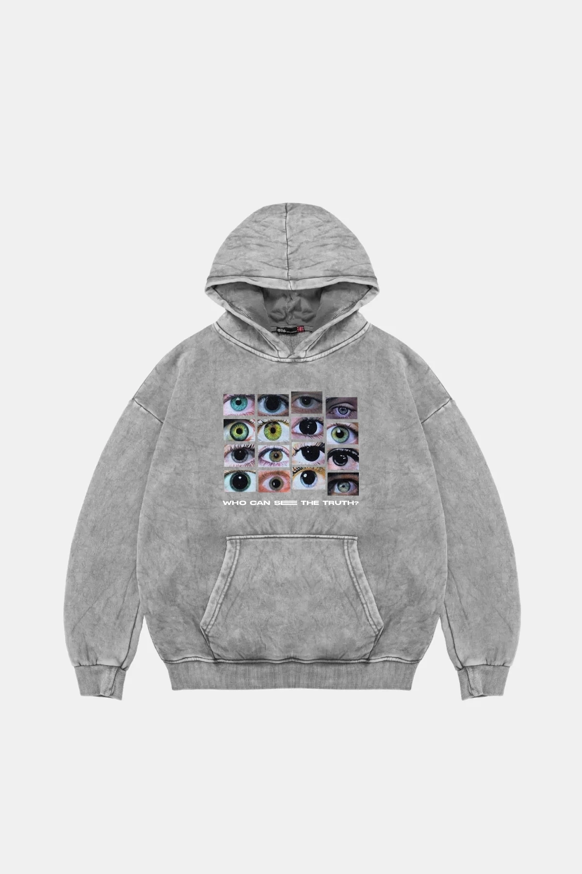 Who Can See Baskılı Baskılı Baskılı Oversize Unisex Premium Yıkamalı Beyaz Hoodie