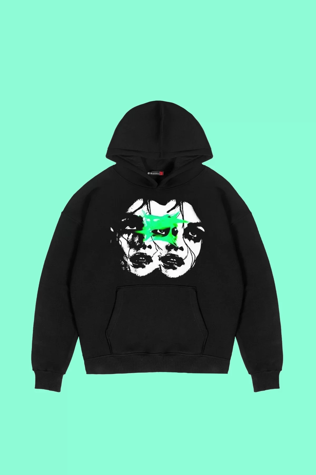 Woman Shadows Baskılı Siyah Oversize Unisex Hoodie