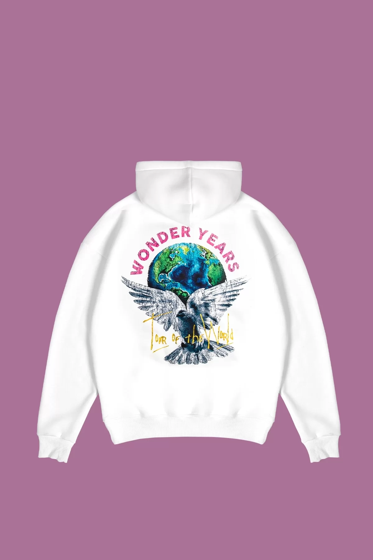 Wonder Years Baskılı Oversize Unisex Beyaz Hoodie