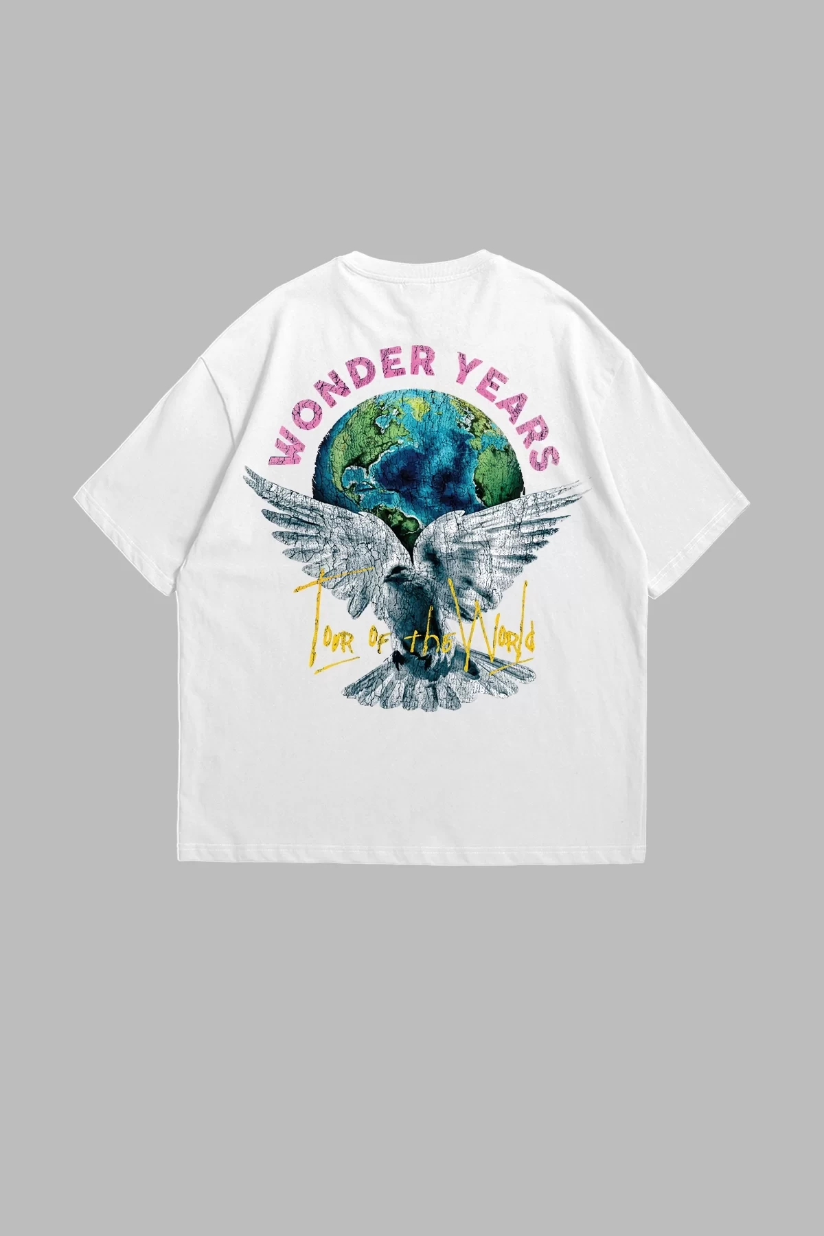 Wonder Years Baskılı Premium Oversize Unisex Beyaz Tshirt