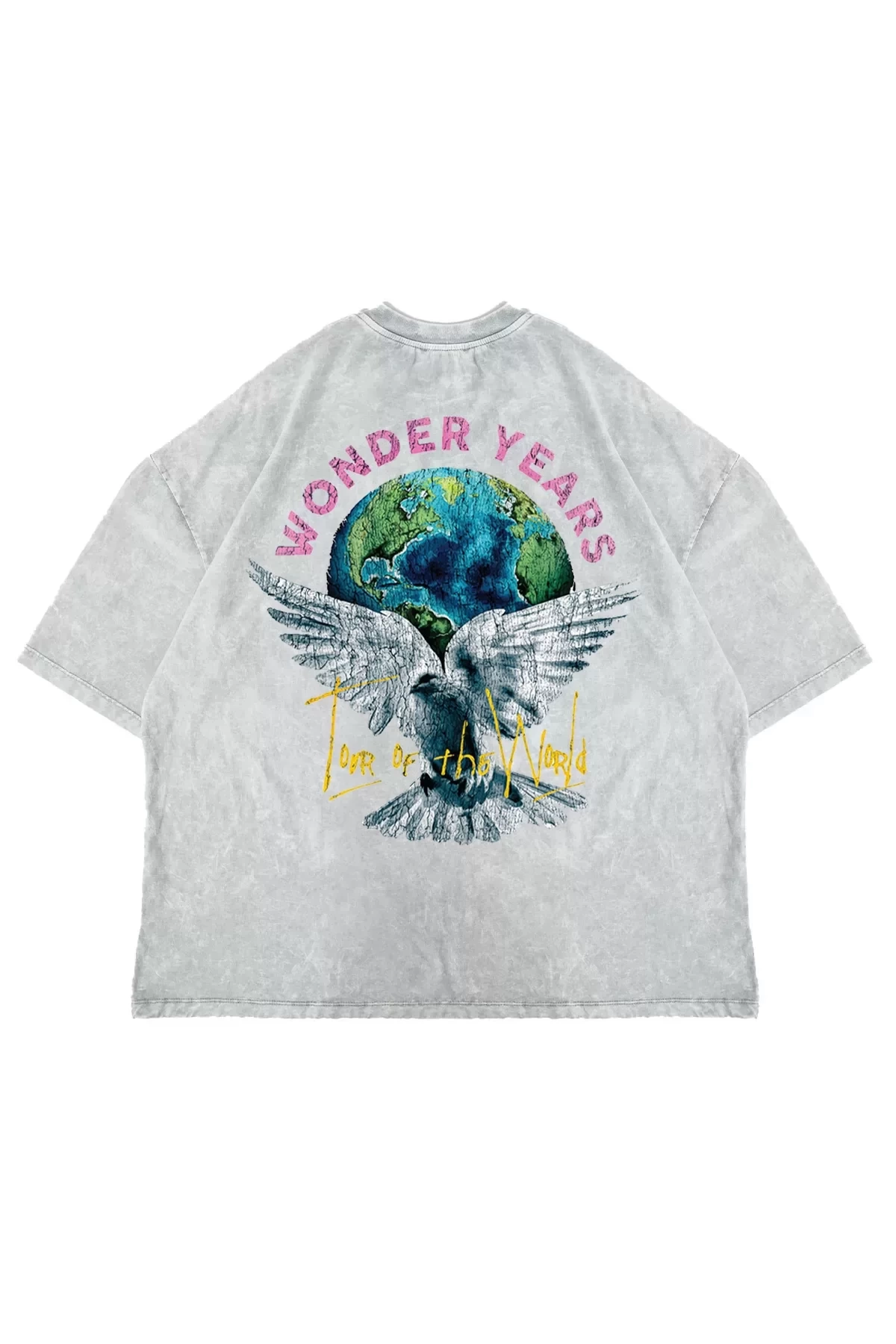 Wonder Years Baskılı Premium Oversize Unisex Yıkamalı Beyaz Tshirt