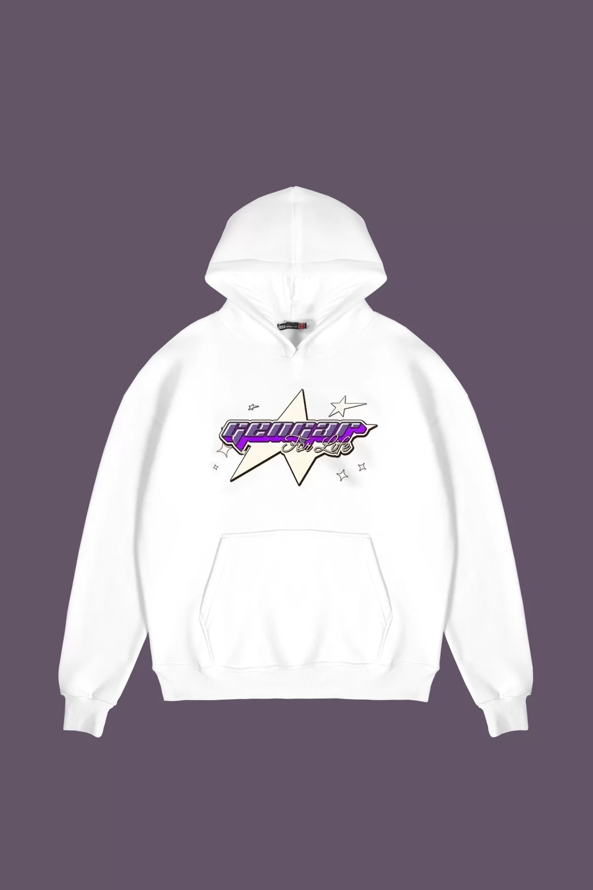 y2K Gengar Sırt Baskılı Oversize Unisex Beyaz Hoodie