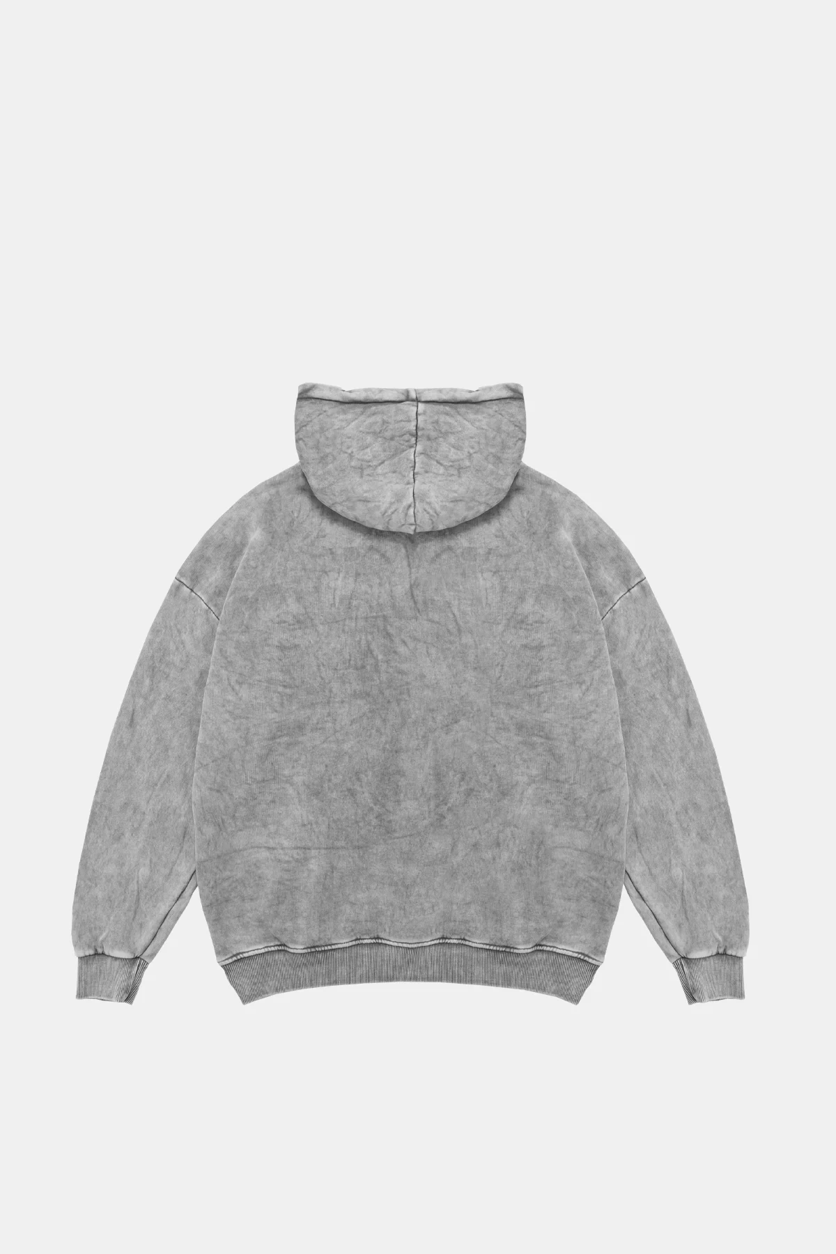 Yıkamalı Beyaz Basic Oversize Unisex Hoodie