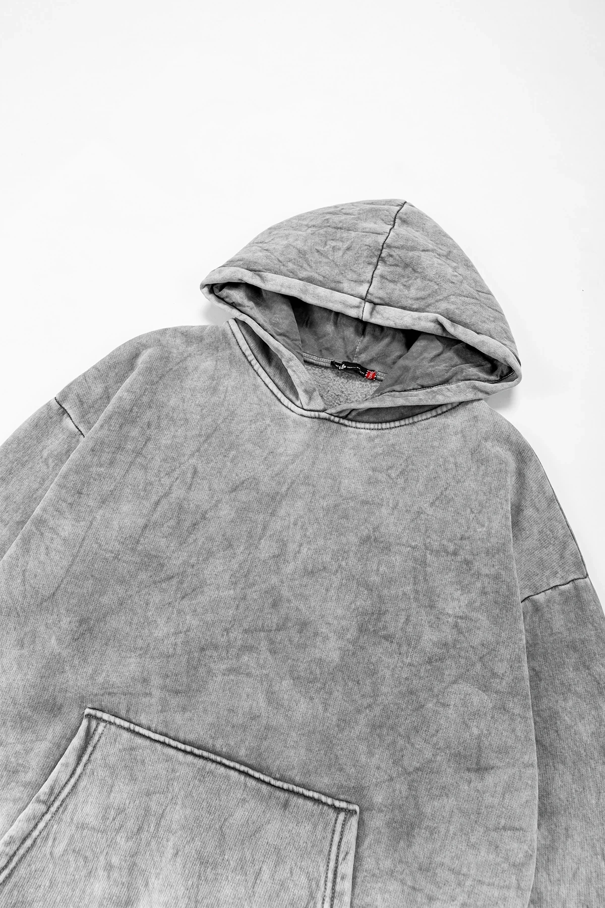 Yıkamalı Beyaz Basic Oversize Unisex Hoodie