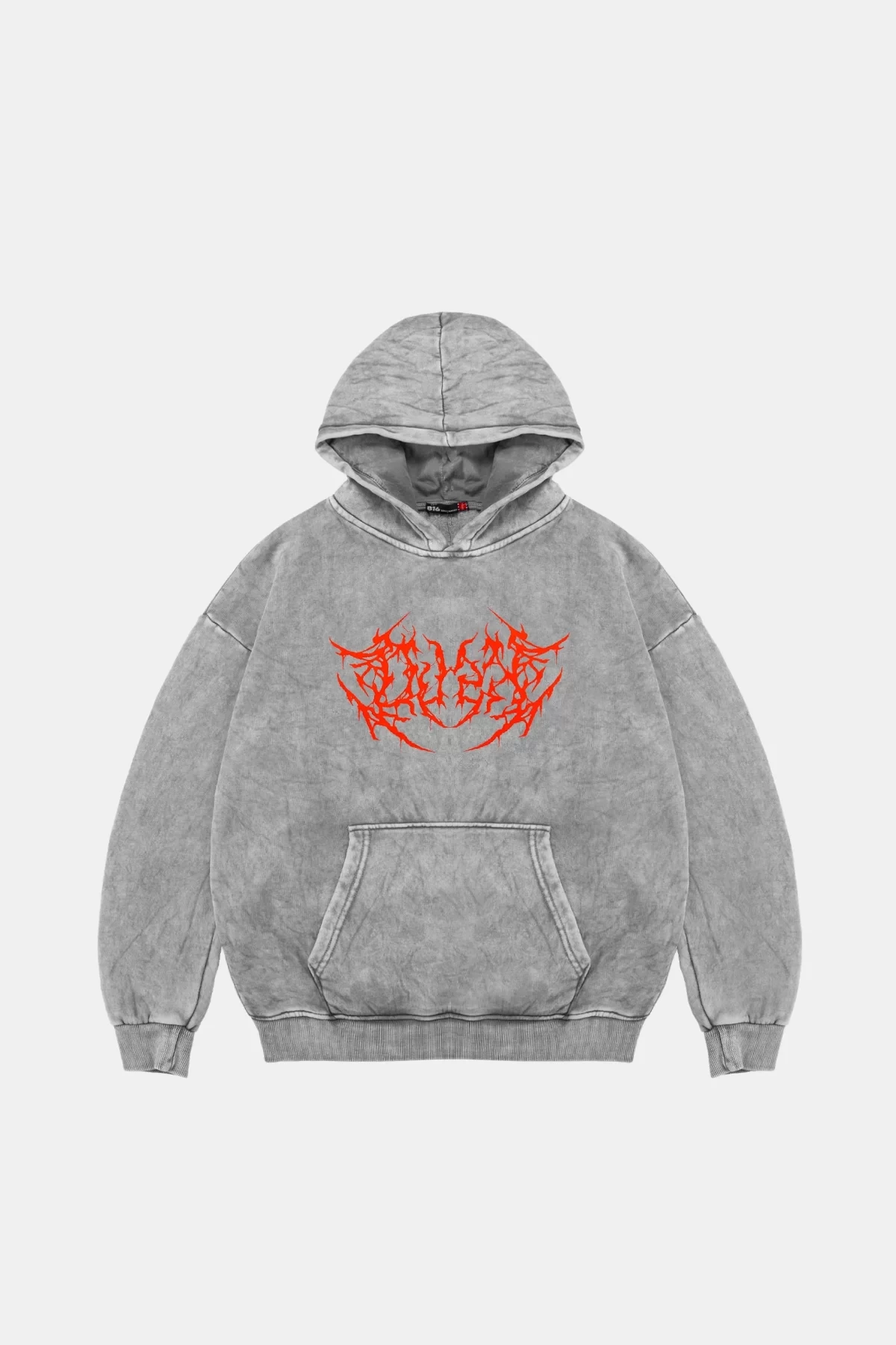 Yıkamalı Beyaz Kırmızı Dusk Baskılı Oversize Unisex Hoodie