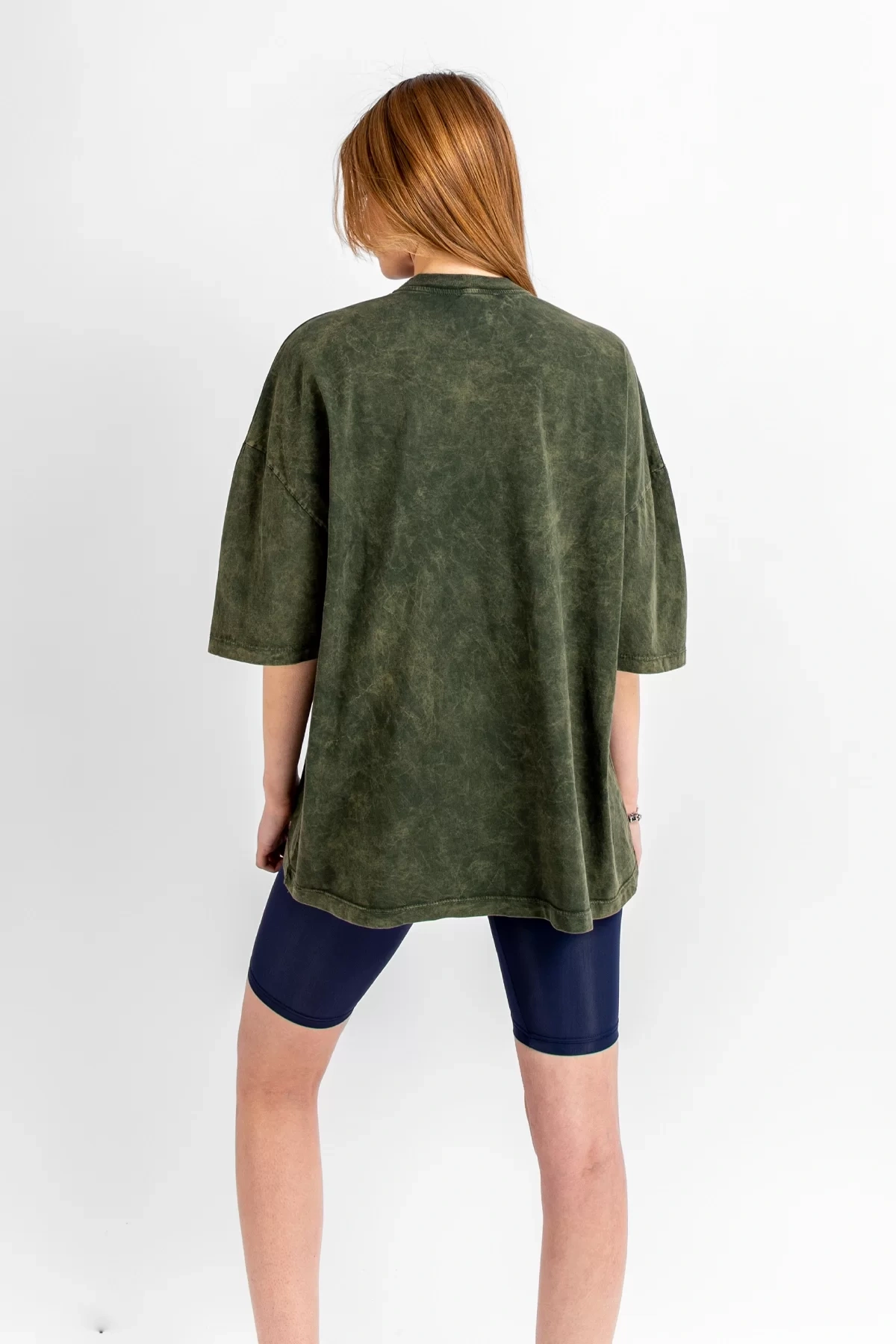 Yıkamalı Haki Basic Oversize Unisex Tshirt