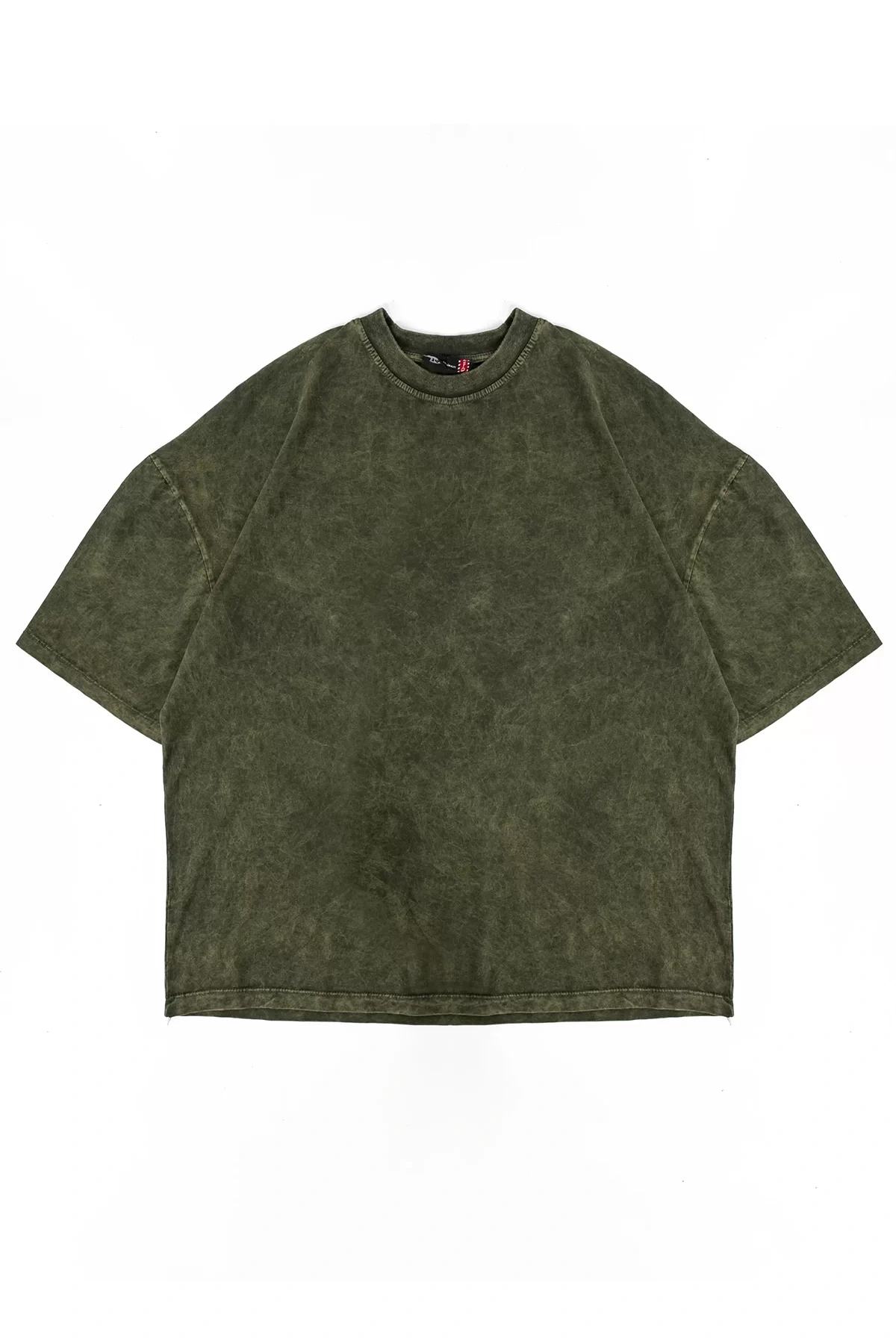 Yıkamalı Haki Basic Oversize Unisex Tshirt