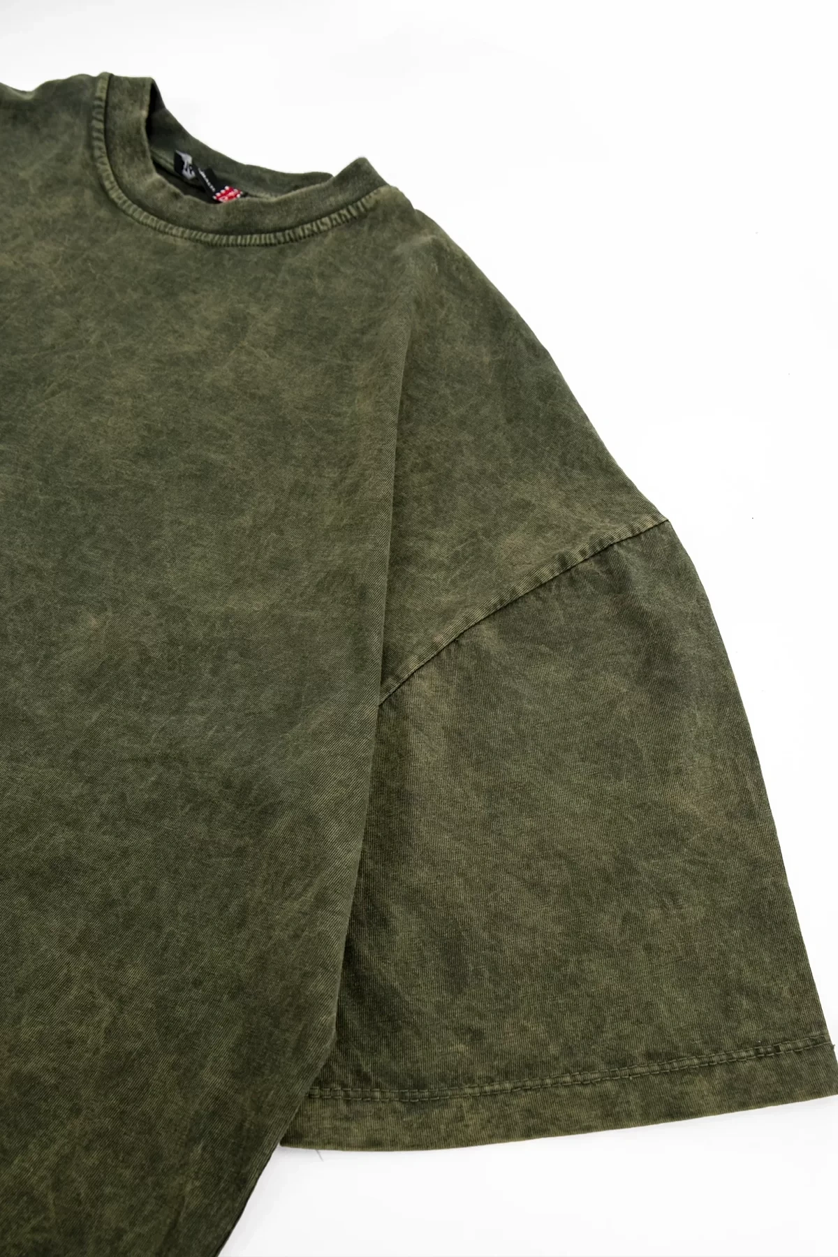 Yıkamalı Haki Basic Oversize Unisex Tshirt