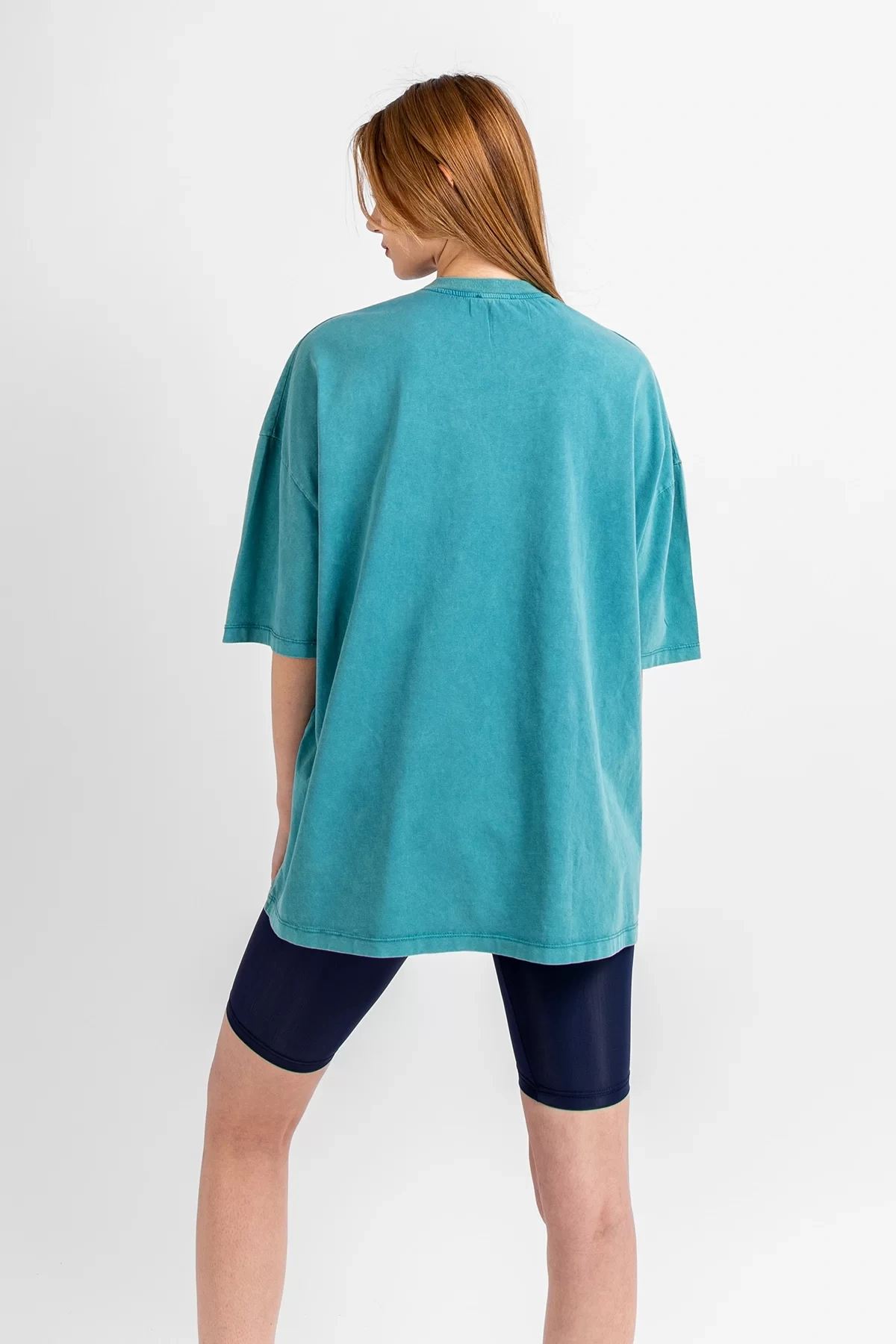 Yıkamalı Mint Yeşili Basic Oversize Unisex Tshirt