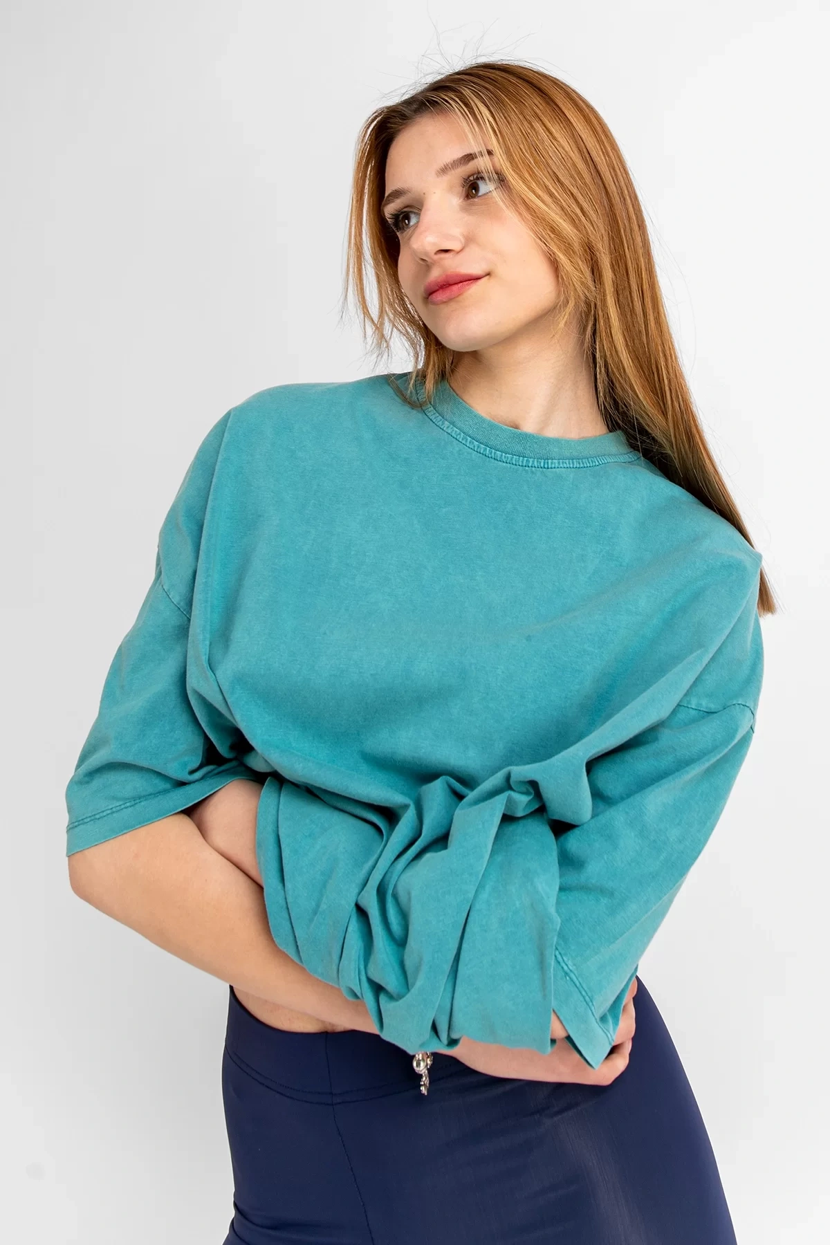 Yıkamalı Mint Yeşili Basic Oversize Unisex Tshirt