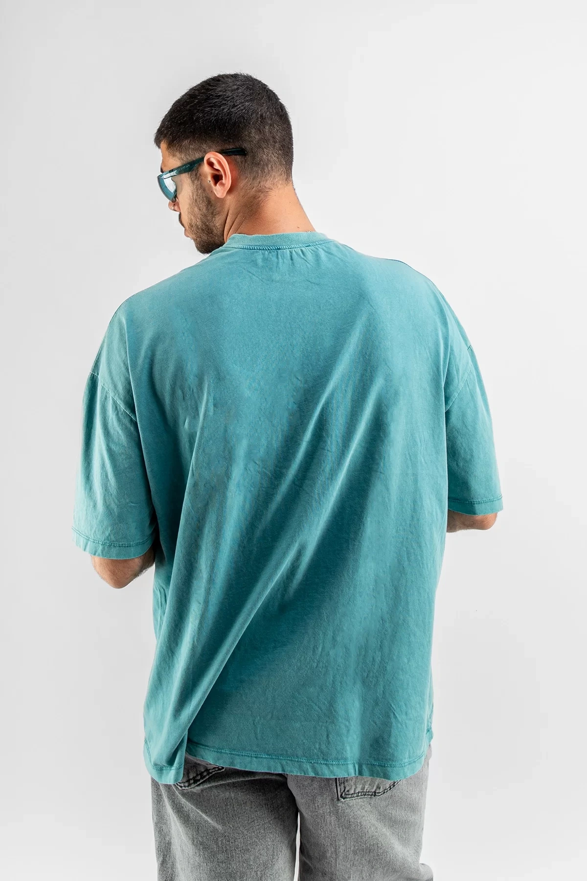 Yıkamalı Mint Yeşili Basic Oversize Unisex Tshirt