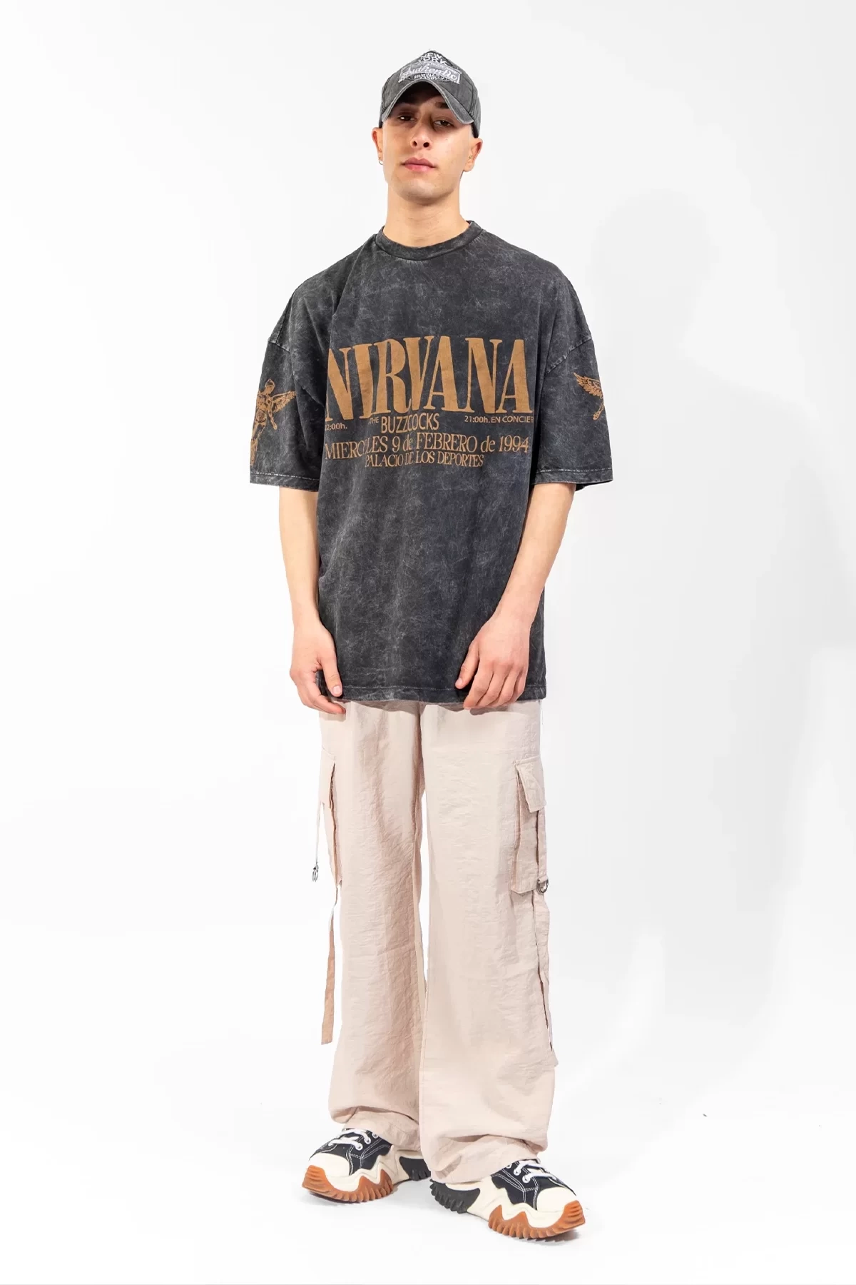 Yıkamalı Nirvana Sırt Baskılı Unisex Oversize Tshirt