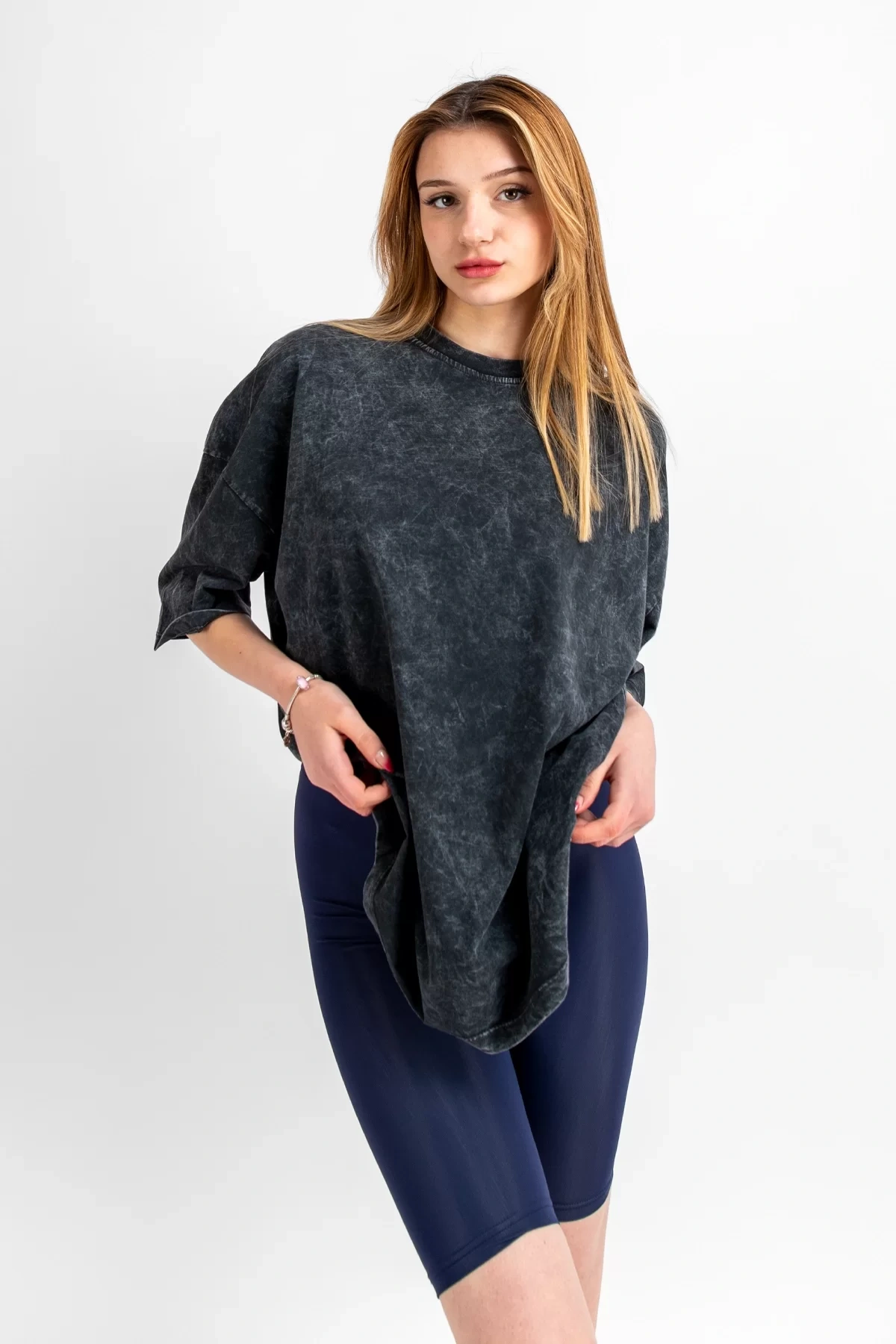 Yıkamalı Siyah Basic Oversize Unisex Tshirt