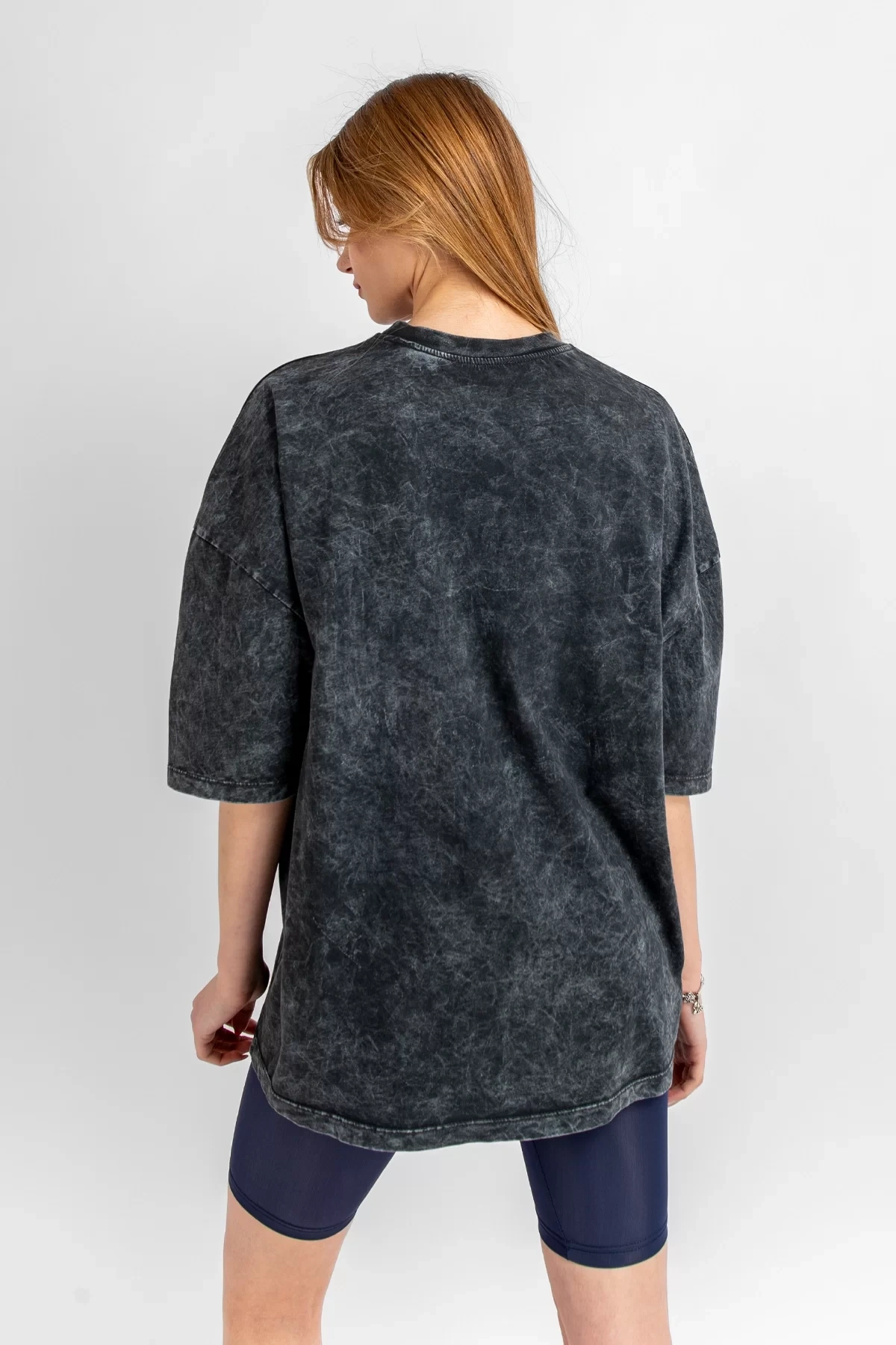 Yıkamalı Siyah Basic Oversize Unisex Tshirt
