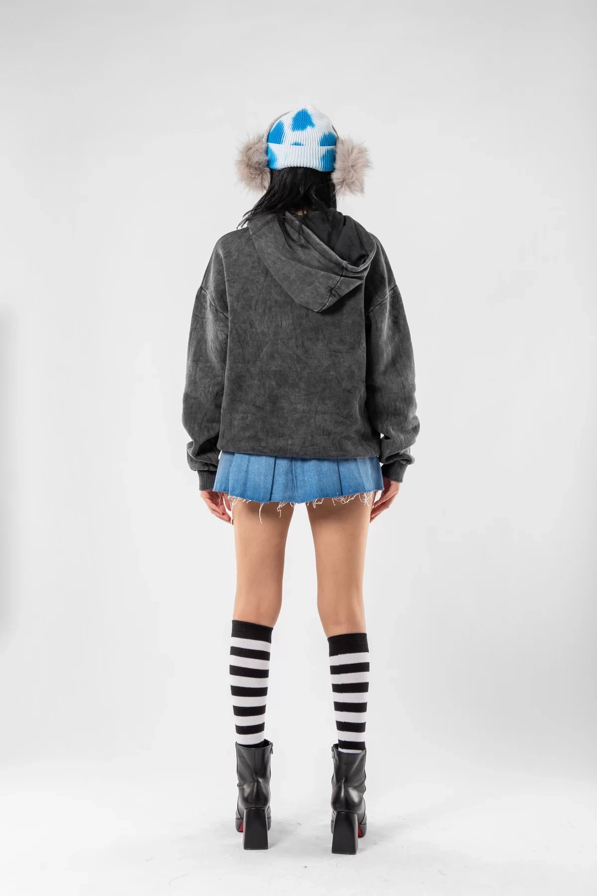 Yıkamalı Siyah Colourful Metallica Logo Baskılı Oversize Unisex Hoodie