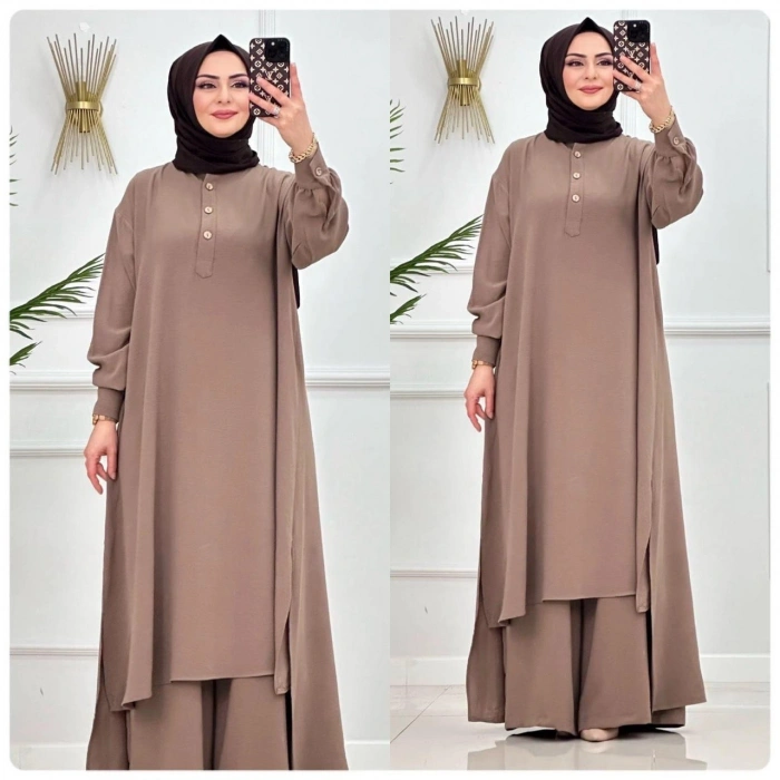 AL Butik | Önü Kısa Arkası Uzun Salaş Ayrobin Pantolonlu Takım- Yeni Sezon