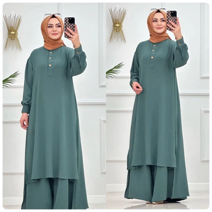 AL Butik | Önü Kısa Arkası Uzun Salaş Ayrobin Pantolonlu Takım- Yeni Sezon