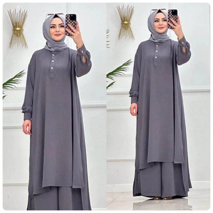 AL Butik | Önü Kısa Arkası Uzun Salaş Ayrobin Pantolonlu Takım- Yeni Sezon
