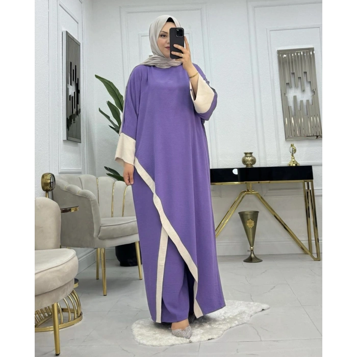 Rahat ve Şık Yeni Sezon  Hafif ve Nefes Alan Ayrobin Kumaş Tesettür Takım