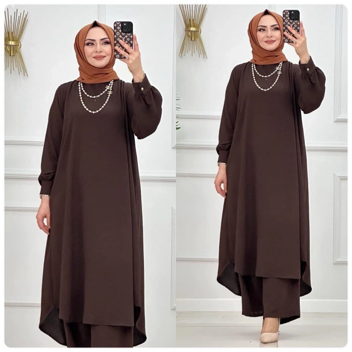 AL Butik | Kaliteli Oversize Ayrobin Kumaş İkili Tesettür Takım