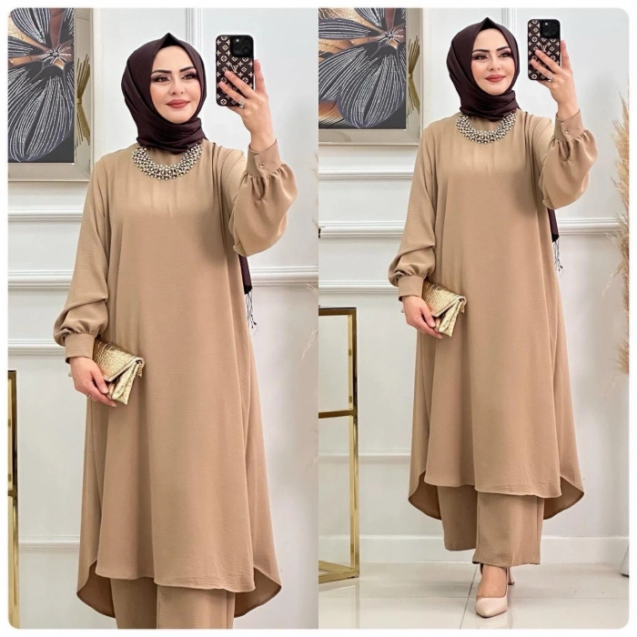AL Butik | Kaliteli Oversize Ayrobin Kumaş İkili Tesettür Takım