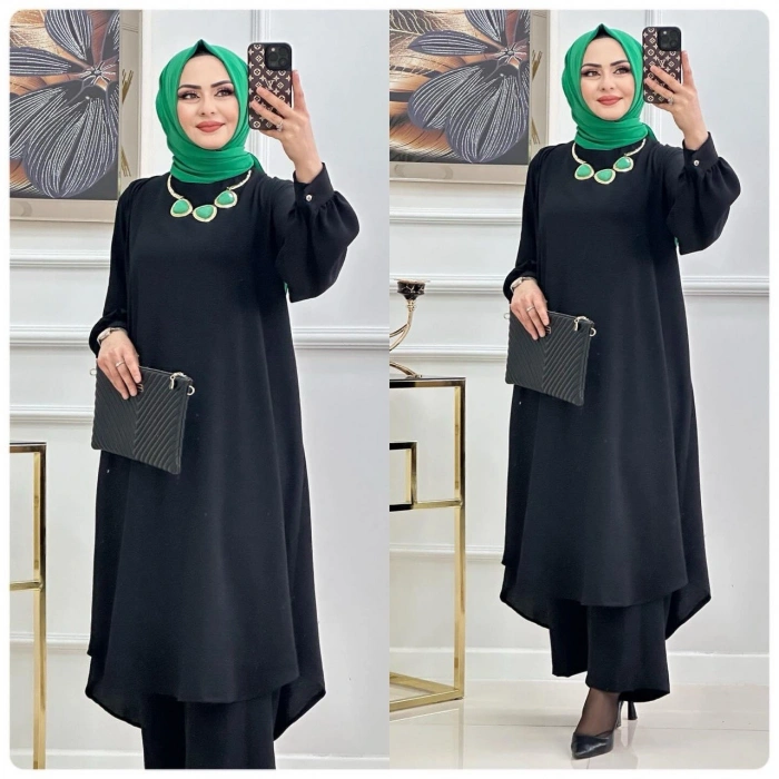 AL Butik | Kaliteli Oversize Ayrobin Kumaş İkili Tesettür Takım