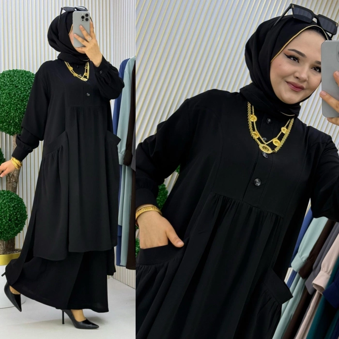 AL Butik | Birinci Sınıf Medine İpeği Pantolonlu Takım - Yeni Sezon
