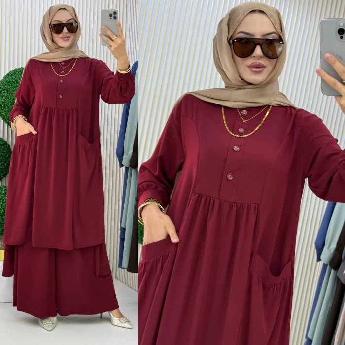 AL Butik | Birinci Sınıf Medine İpeği Pantolonlu Takım - Yeni Sezon