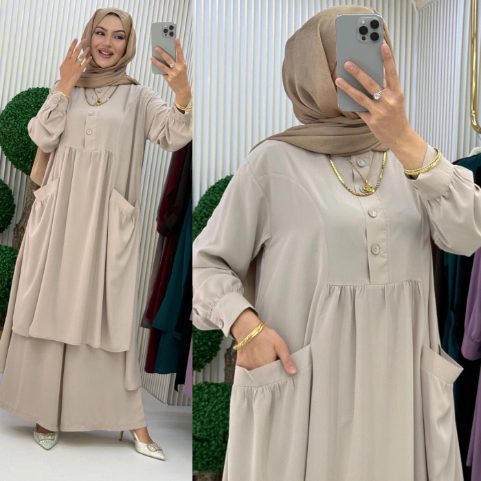 AL Butik | Birinci Sınıf Medine İpeği Pantolonlu Takım - Yeni Sezon