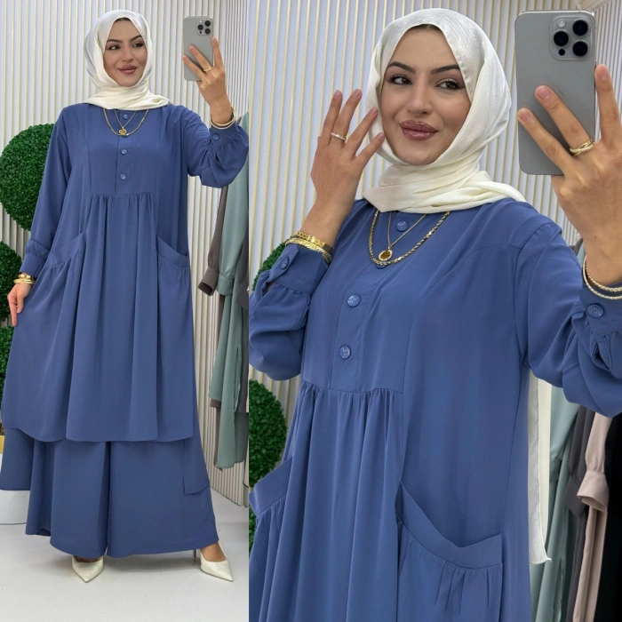 AL Butik | Birinci Sınıf Medine İpeği Pantolonlu Takım - Yeni Sezon