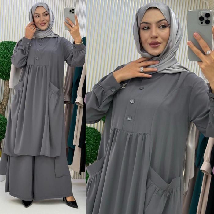 AL Butik | Birinci Sınıf Medine İpeği Pantolonlu Takım - Yeni Sezon