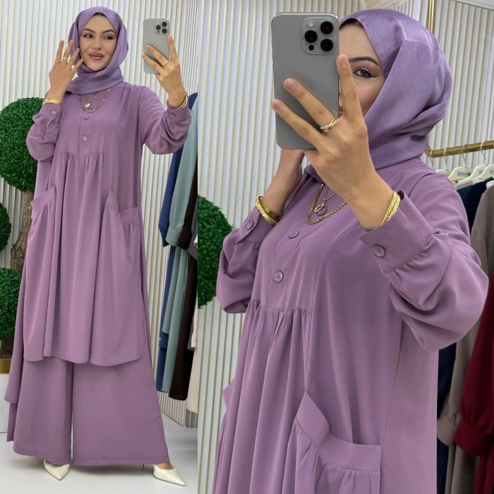 AL Butik | Birinci Sınıf Medine İpeği Pantolonlu Takım - Yeni Sezon
