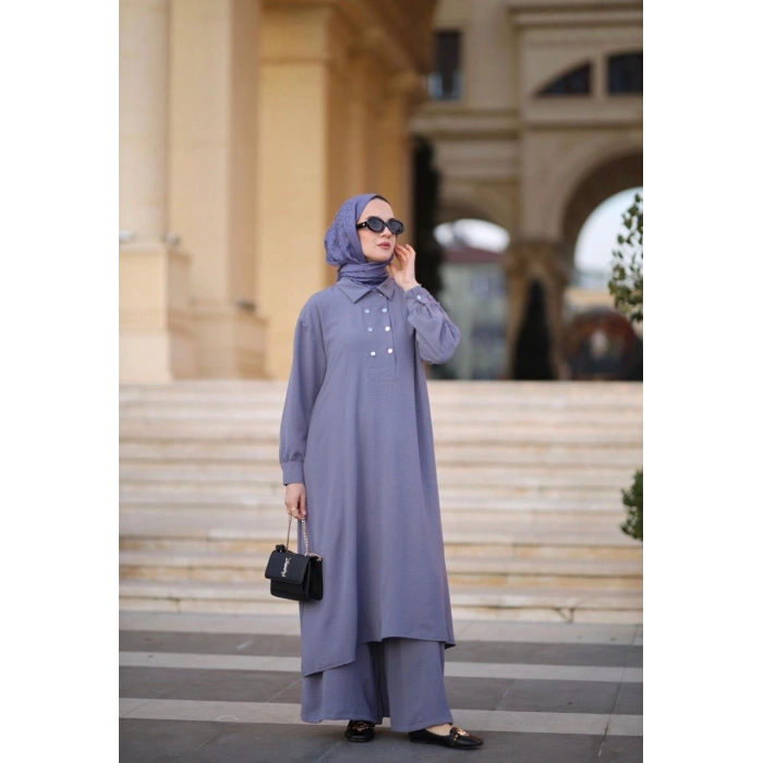 AL Butik | Ayrobin Kumaş Pantolonlu Salaş Takım Modeli