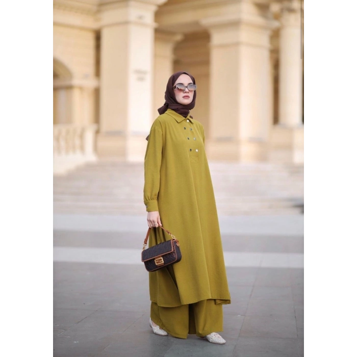 AL Butik | Ayrobin Kumaş Pantolonlu Salaş Takım Modeli