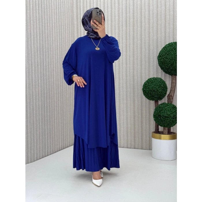 AL Butik | Sendy Kumaş Oversize Plise Pantolonlu Takım-Yeni Sezon