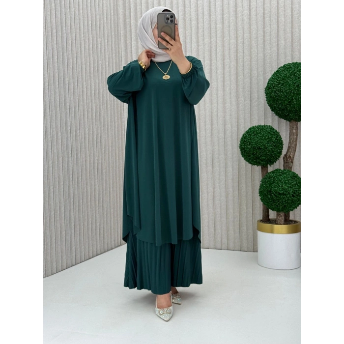 AL Butik | Sendy Kumaş Oversize Plise Pantolonlu Takım-Yeni Sezon