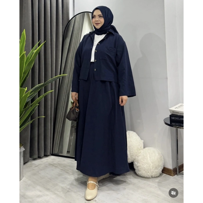 AL Butik | Yazlık Rahat Kesim Doğal Keten İkili Takım